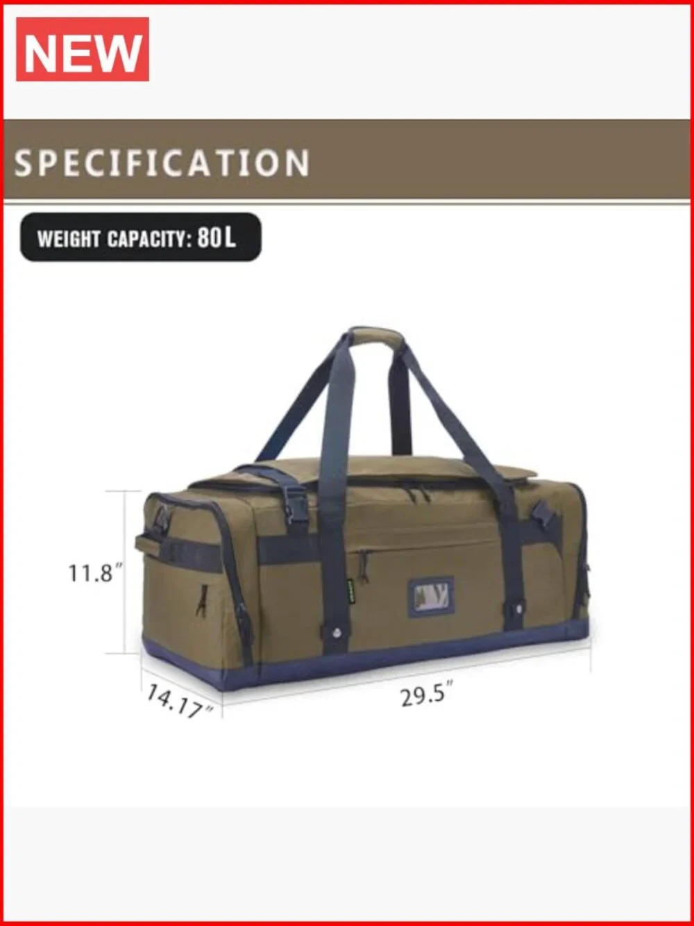 Heavy Duty Tactical Canvas Duffel Bag 80L/103L Travel Gym Carry On
